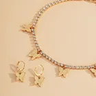 Necklace Earrings Necklaces Wholesale Fashion Butterfly Necklace Earrings Pendant Jewelry Sets For Women