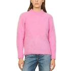 Warm Knit Women Jumpers Custom Winter Warm Sweater Long Sleeve Round Neck Fuzzy Mohair Knit Sweater