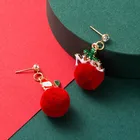 Ball Earrings Christmas2020 Christmas Series Alloy Drip Oil Santa Hair Ball Earrings Ins