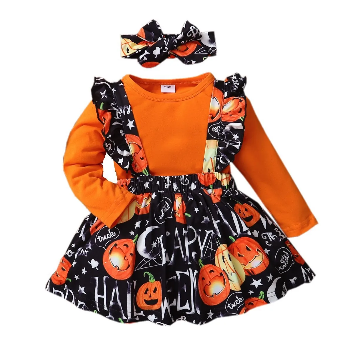 New Foreign Trade Baby And Toddler Striped Number Letter Halloween Long Sleeved One-Piece Custom Bamboo Baby Romper