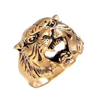 Ring Titanium Customized Factory Wholesale Angry Tiger Head Ring Cool Design Titanium Steel Animal Men Ring