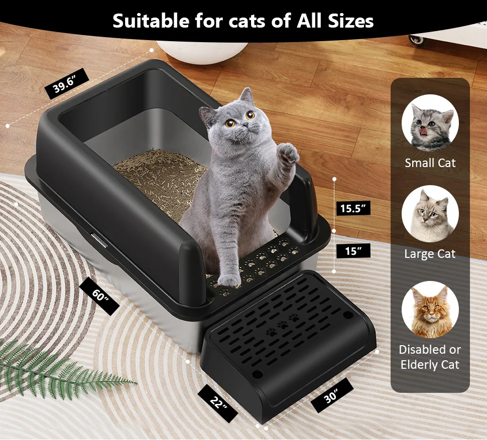 New Large Capacity Stainless Steel Enclosed Cat Litter Box with Metal Litter Pan Tray Easy Cleaning Pet Products details