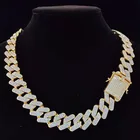 Silver Chain Lab Grown Diamond Silver Jewelry Cuban Link Chain Gemstone Necklace For Cool Boy And Girl