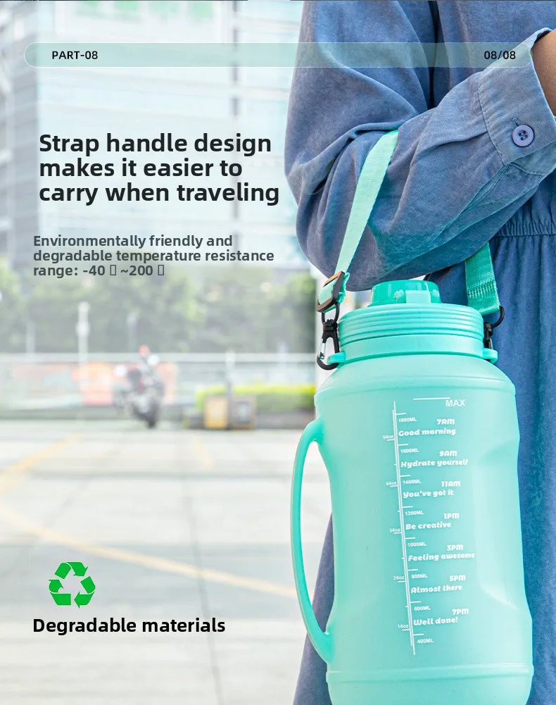 Custom 2L Silicone Sports Water Bottle Portable Foldable Large Capacity Outdoor Camping with Direct Drinking Handle for Tours details