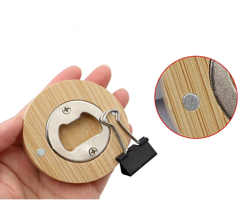 Wholesale Custom Logo Wooden Bamboo Magnetic Beer Bottle Opener As Decor or Wedding Favors Gifts