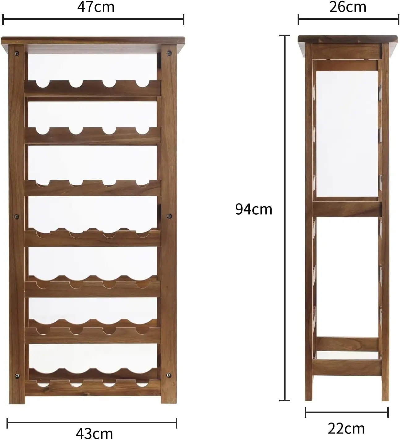 product modern 7 tier solid wood wine rack freestanding panel style storage for 28 bottles for kitchen and wine lovers-3