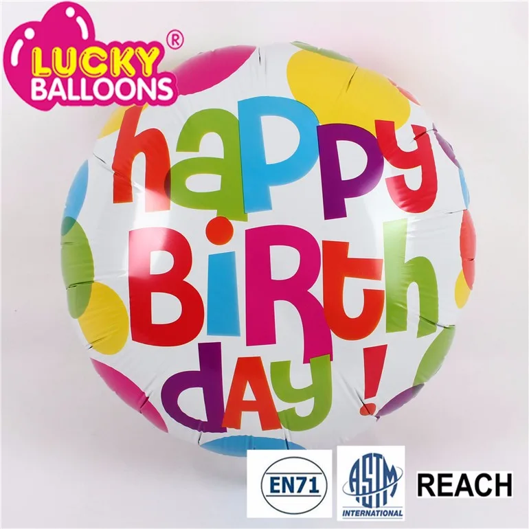 18 inch happy birthday foil balloons round mylar helium balloon