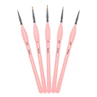 Artist FUUMUUI Custom Logo Wholesale Miniature Artist Paint Brushes Liner 5pcs Set Round Detail Pink Handle Paint Brushes