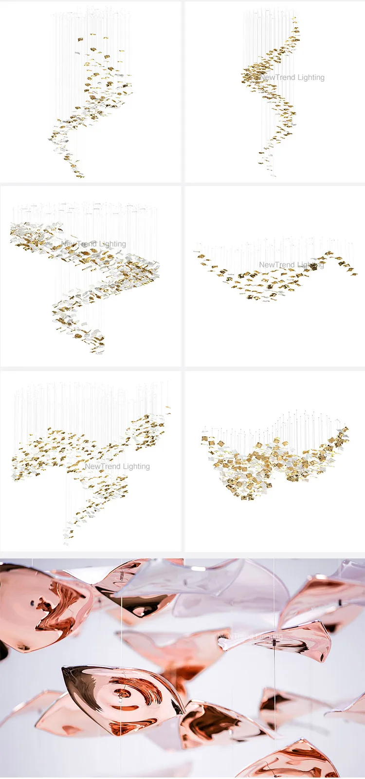 CPL-159 Art Design Indoor Decoration Hotel Villa Mall Staircase Custom Luxury Glass LED Chandelier supplier