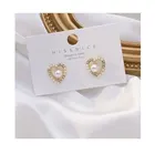 Pearl Heart Earrings Elegant Ladies Alloy Rose Pearl Heart Shape Jewelry Stud Earrings