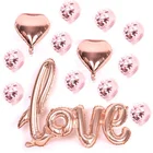 Wedding OurWarm Wedding Backdrop Confetti Sets Mr Mrs Foil Love Heart Shape Balloons