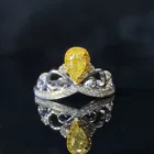 Pear Ring Lab Grown CVD Pear Shaped 3 Carat Fancy Intense Yellow Diamond Ring