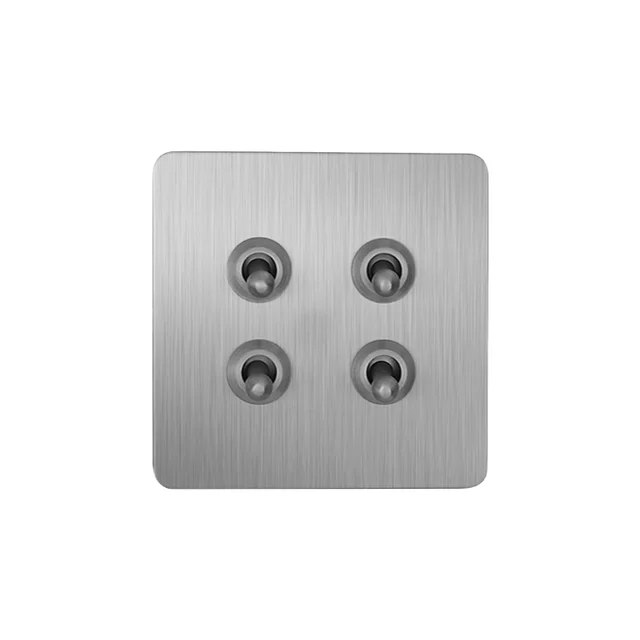 Light Switches And Sockets High Quality Metal Panel Home Electrical Switches UK EU Standard 250V 10A 4 Gang Toggle Switches