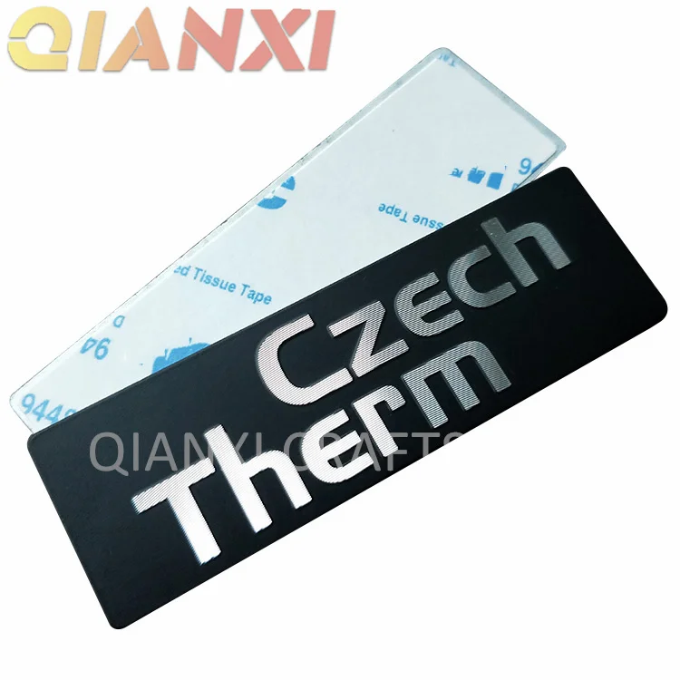 product diamond cut metal nameplate sign aluminum badge machine emblem logo plate-5