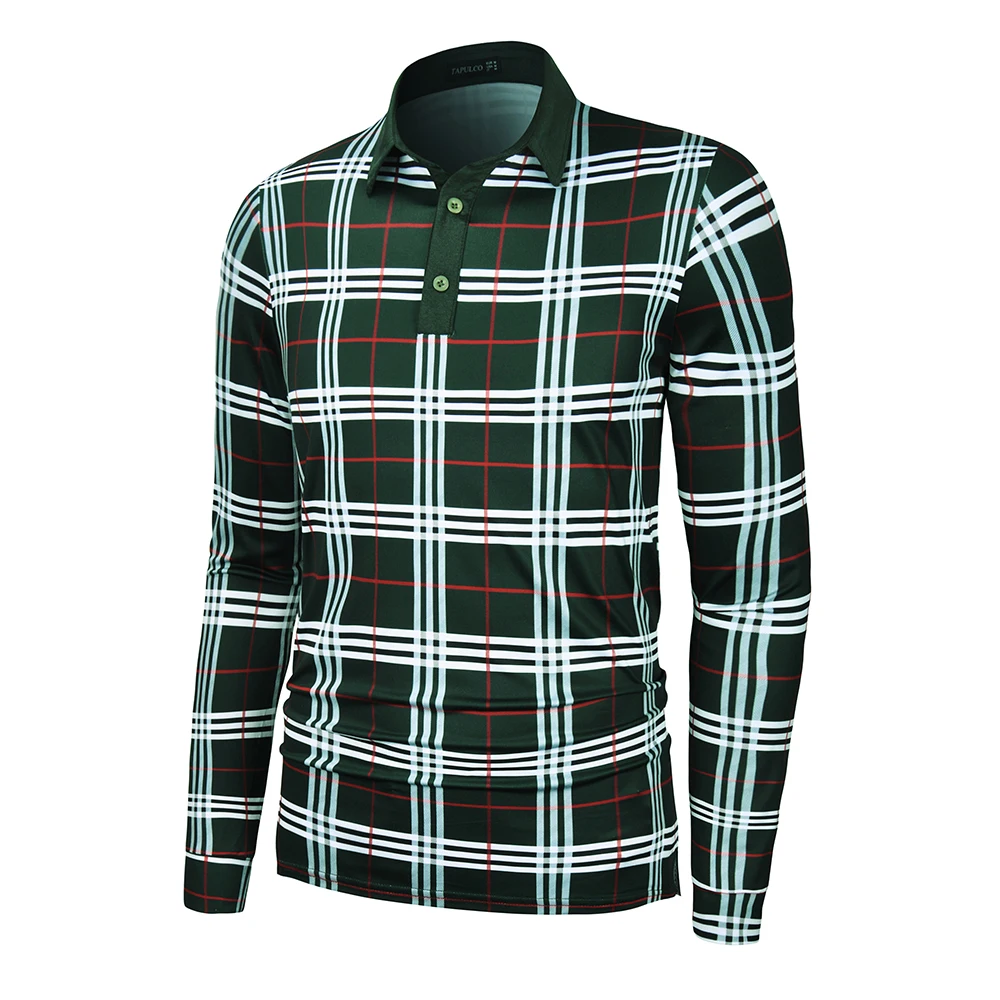 New design custom plaid printing mens polo shirts casual quick dry breathable golf t-shirts