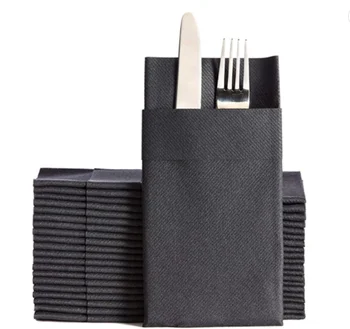 Black airlaid napkin Linen-Feel Disposable Napkins Cloth-Like Dinner Napkins for Hotels