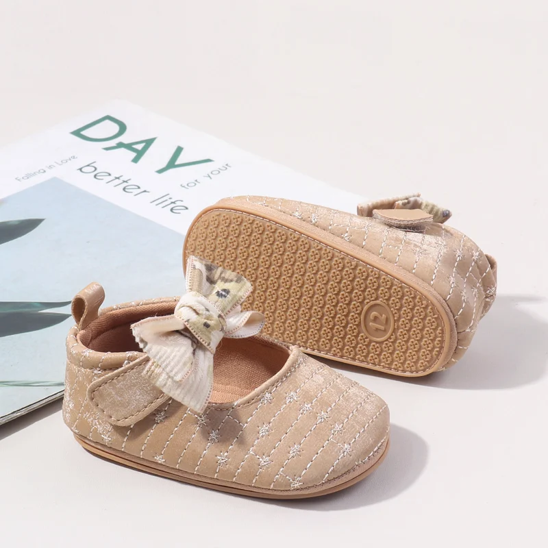 Wholesale Fashion Spring&Autumn Bowknot Design Baby Girl Princess Shoes With TPR Soled Baby Shoes supplier