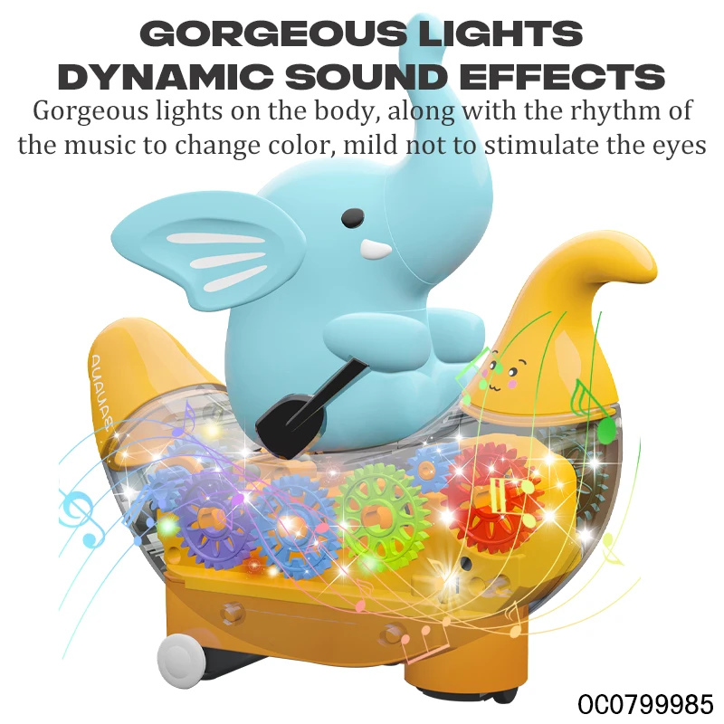Cartoon elephant animal electric car light up gear baby products of all types-toys