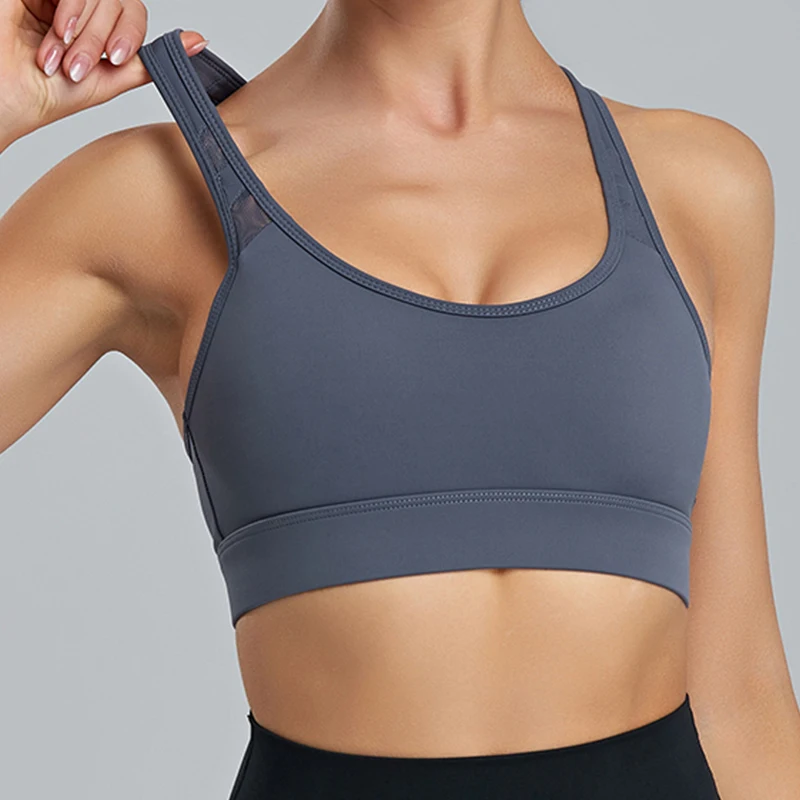 Wholesales Yoga Plus Size Sports Bra For Women Gym Outdoor Use Solid Color Shockproof Running Fitness Gym Yoga Top