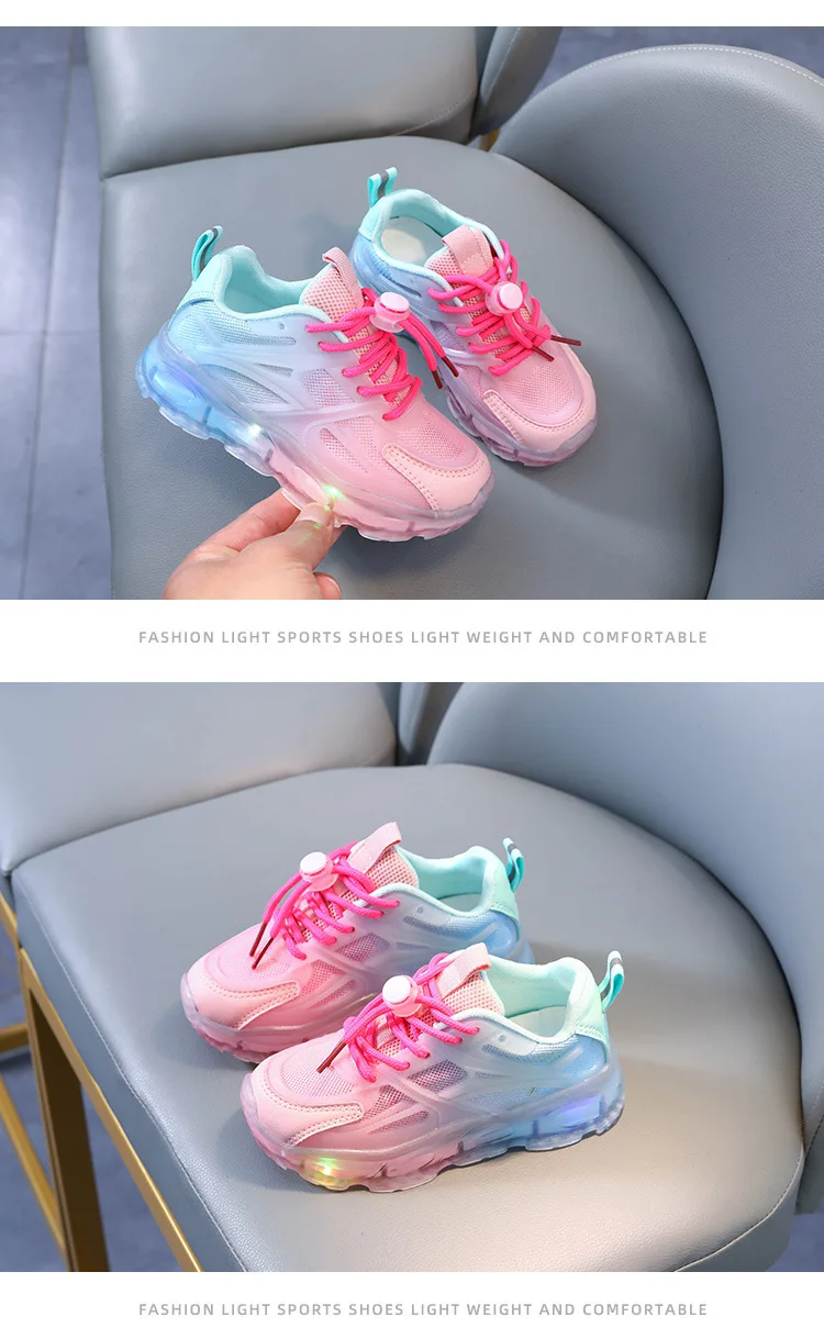 High Quality LED Light Children's Court Sneakers Breathable Lightweight Mesh Shoes for Boys and Girls Daddy Shoes supplier