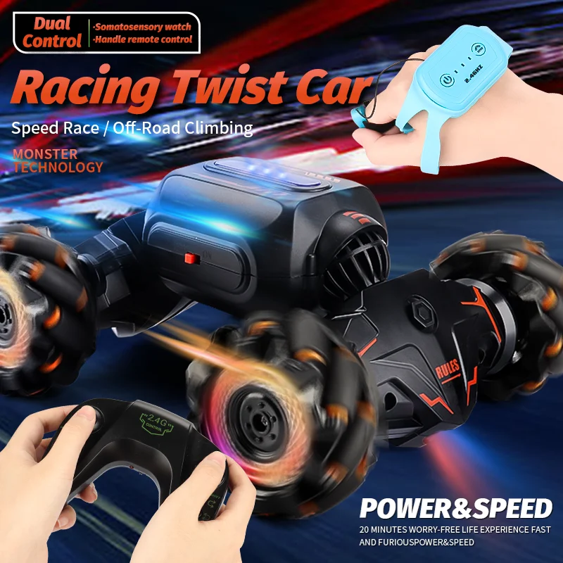 2.4G RC Stunt Twist Climbing Vehicle Toy 4WD Off-road Drift Gesture Sensing Car Double-sided 360-degree Rotation Tumbling Car