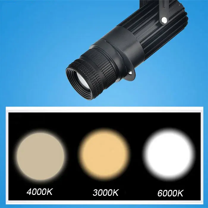 Zoomable Led Track Lights for Theater Stage Rail Lighting 7W 20W Focus LED HD Rotating Advertising Logo Projector Cob Spotlight