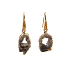 Agate Earrings Earring Agate Crystal Brazilian Raw Stone Sliced Earrings Raw Stone Gold-plated Bracelet Irregular Earring