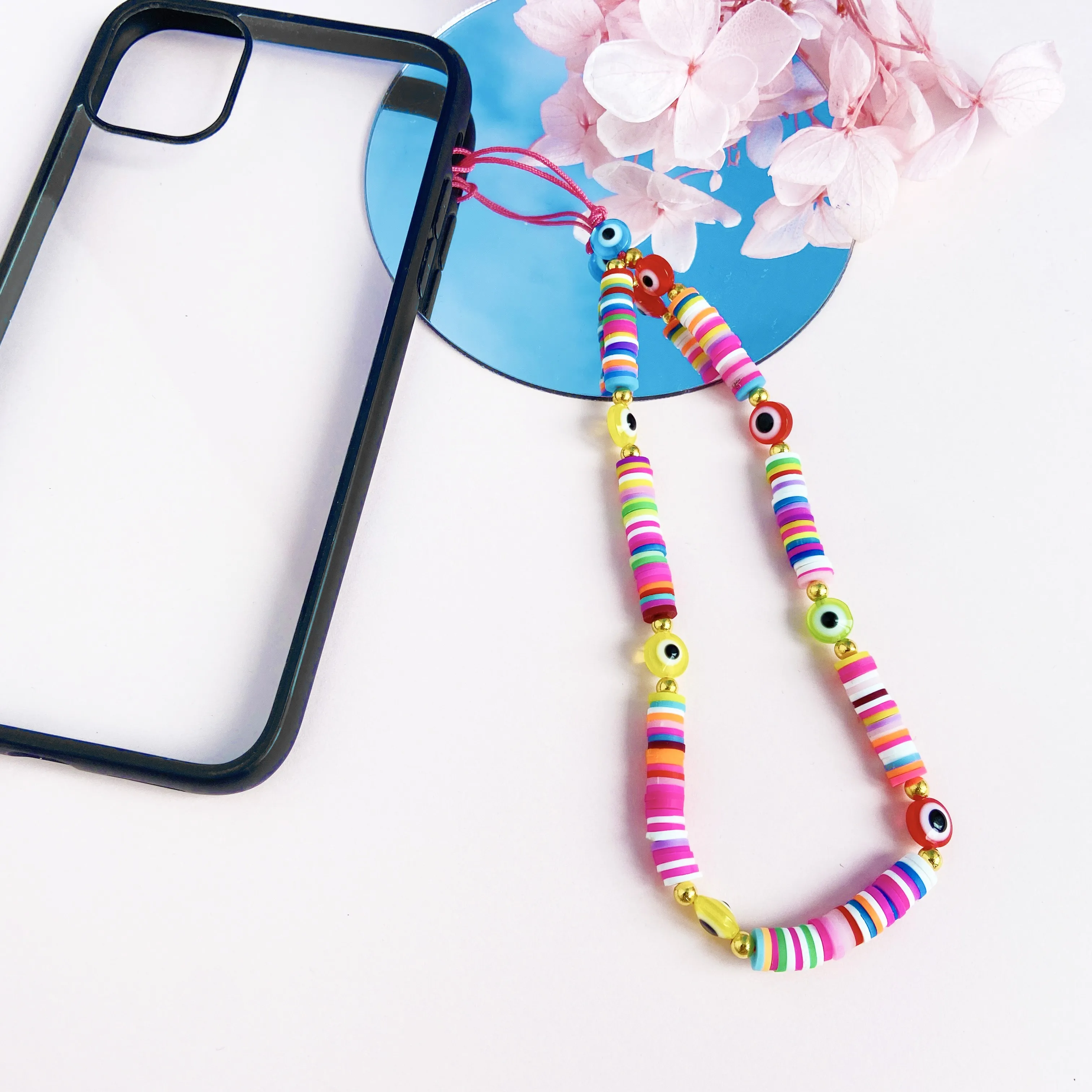 Simple Bohemian Pearl LOVE Letter Beaded Mobile Phone Lanyard Colorful Soft Ceramic Mobile Phone Chain Female Jewelry Gifts