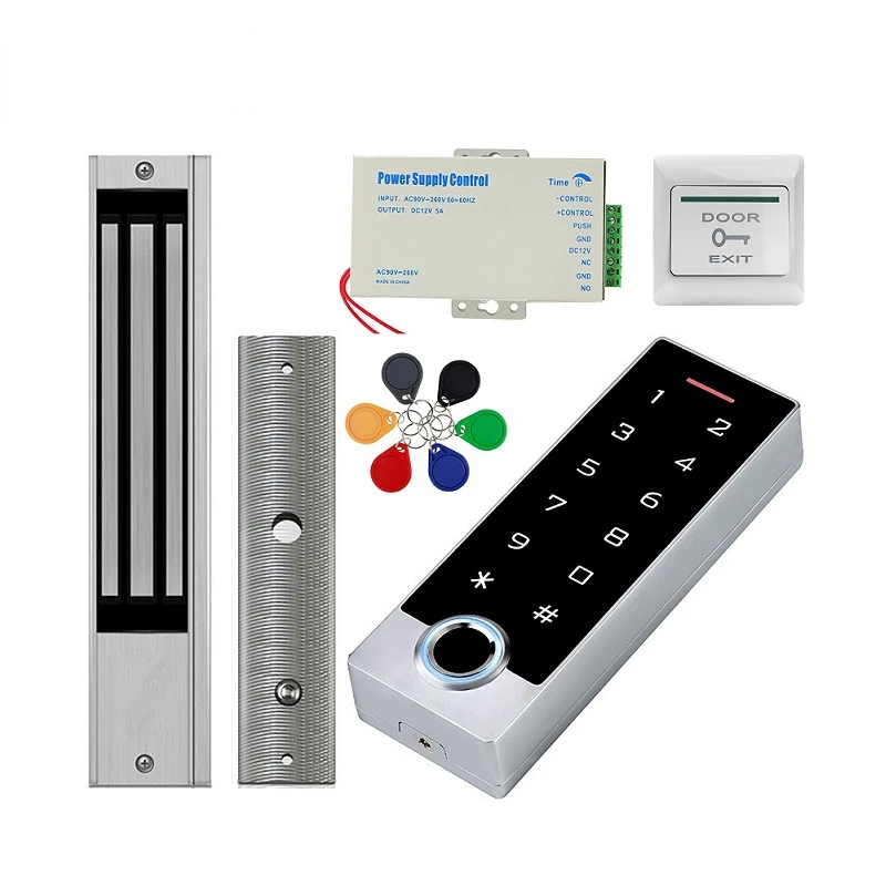 IP68 Waterproof Door Access Control System Biometrics RFID Keypad Power Supply 180KG Magnetic Strike Locks for Home_0