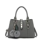 Lady Bag Lady Fashionable Handbag Personalized Women Monogrammed Solid Pom Pom PU Leather Tote Bag