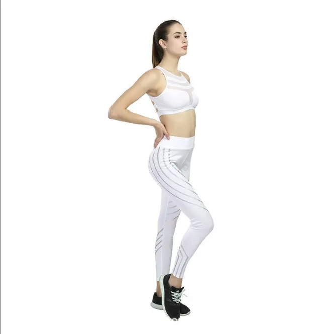 New Women Girls Breathable Laser Printing Elastic High Waist Lift Hips Yoya Pants Fitness Sports Running Pants Trousers Leggings