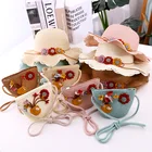 Summer Bag Set New Summer Girls Beach Straw Hat Small Bag Set Kid Daisy Sun Hat Bag Set