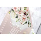 Floral Wedding 50Pcs Elegant Transparent Plexiglass Uv Printed Floral Acrylic Wedding Invitaiton Cards Luxury