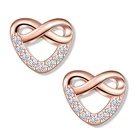 Heart Earrings Earringsheart MOQ 1 Pair Fashion Ear Stud 925 Sterling Silver Simple Heart Earrings Rose Gold