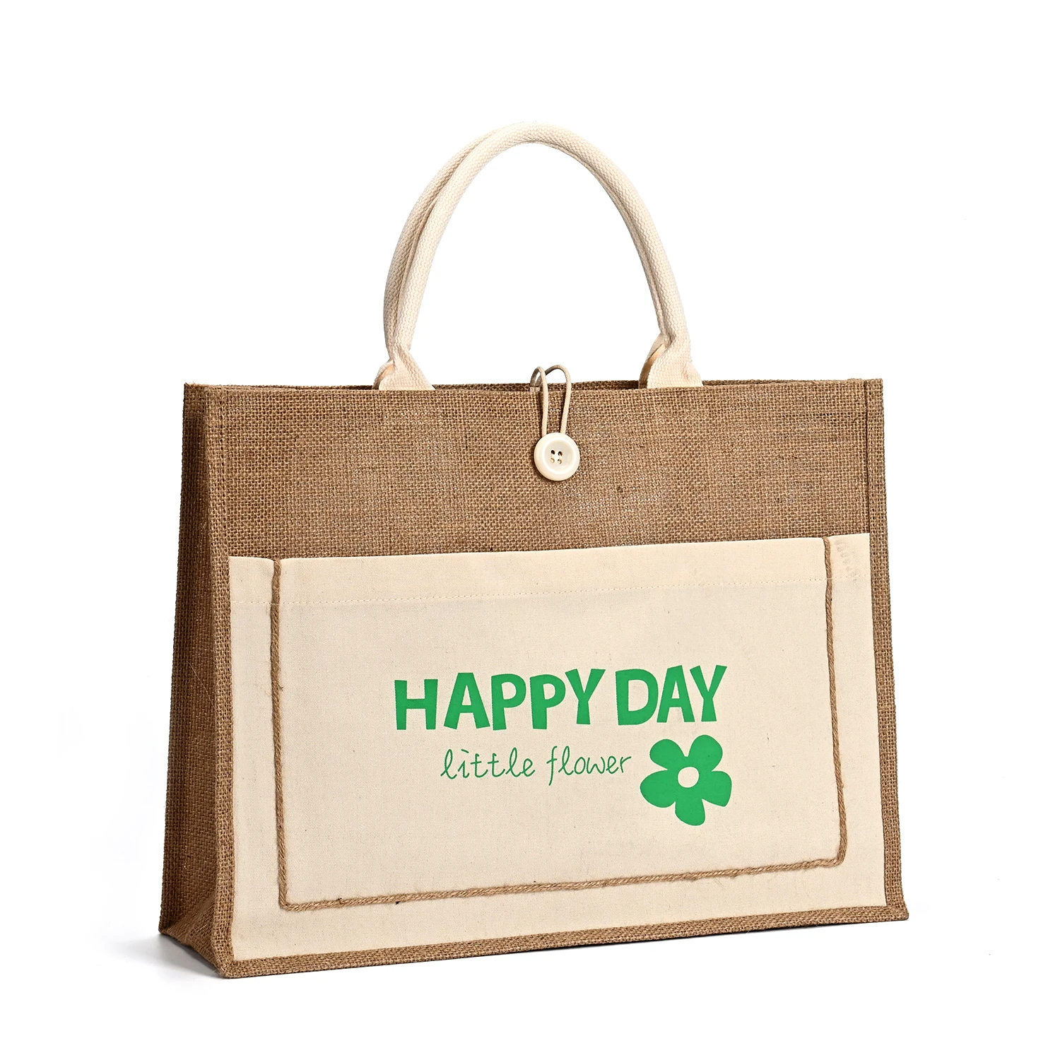 Customized Large Capacity Jute Beach Tote Bag with Rope Handle Outer Pocket Beach Travel Pouch Burlap Burlap Style factory