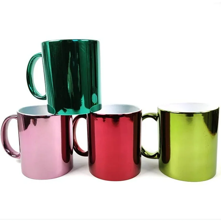2023 Promotional Fashionable Customize Logo Metallic Plated 11oz Ceramic Mug
