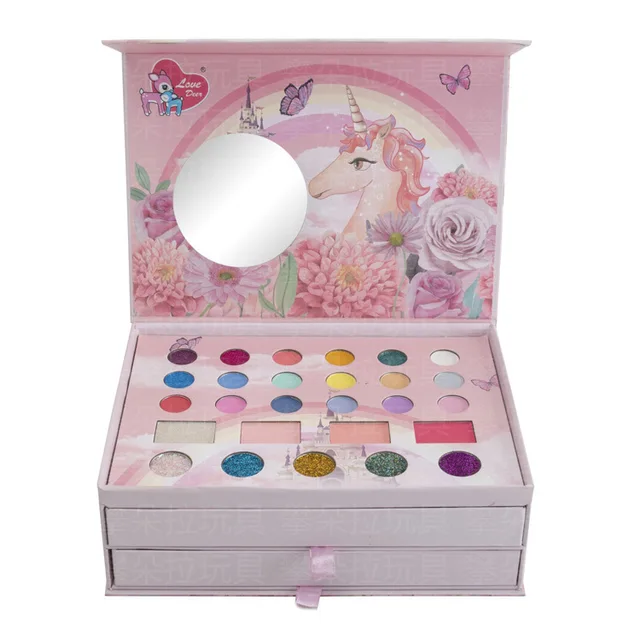 Washable Toddler Makeup Set with Mirror Real Little Girls Makeup kit for Kids