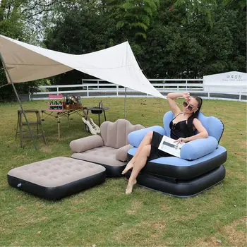 Multifunctional Portable Home Folding Recliner New Outdoor Lazy Inflatable Sofa Bed Five-in-One Massage Extendable Living Room