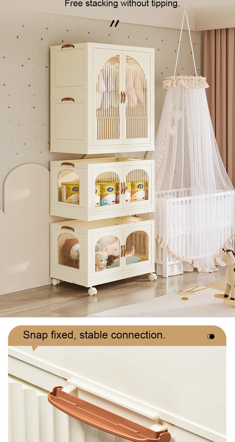Modern Design Plastic Folding Portable Wardrobe Organizer for Baby Clothes Toys Household Sundries Bedroom Furniture