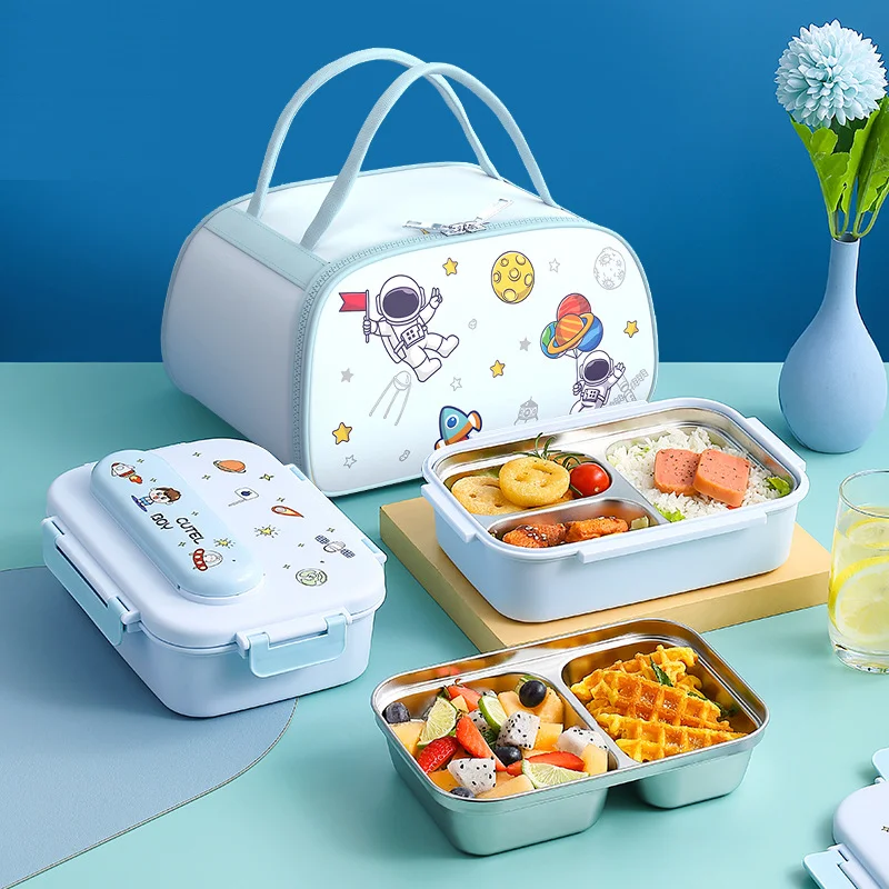 Cartoon Stainless Steel Insulated Lunch Box Students Office Workers Microwave Bento Lunch Box For Children