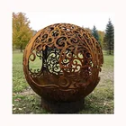 Fire Fire Pits Customize Laser Cut Fire Pit Globe Outdoor Furniture Corten Steel Sphere Fire Pit