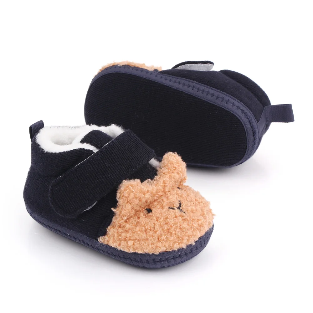 Winter Warm Teddy Fluffy Cute Cartoon Animal Baby Comfortable Soft Soled Toddler Shoes factory