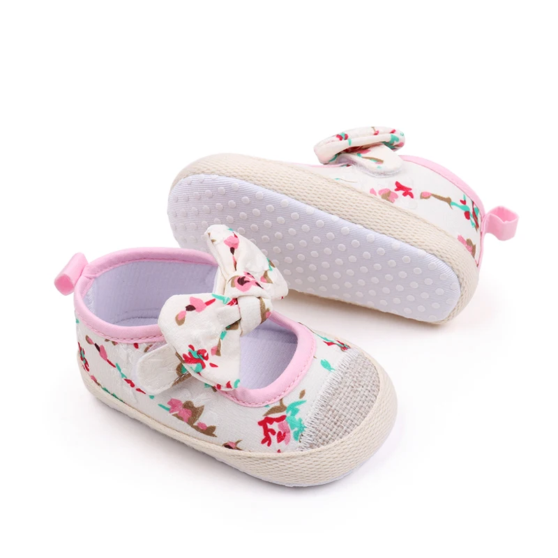 Spring and Autumn Baby Small Floral Soft Sole Non-slip square Shoes for Baby Girls Bow Walking Shoes supplier