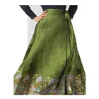 Long Skirt Designer Brand New Design High-quality Fashion Chinese Print Embroidery Green Long Pleated Skirt