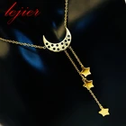 Earrings Black Lejier Stylish Stainless Steel Earrings Jewelry Suit Women Black Moon And Stars