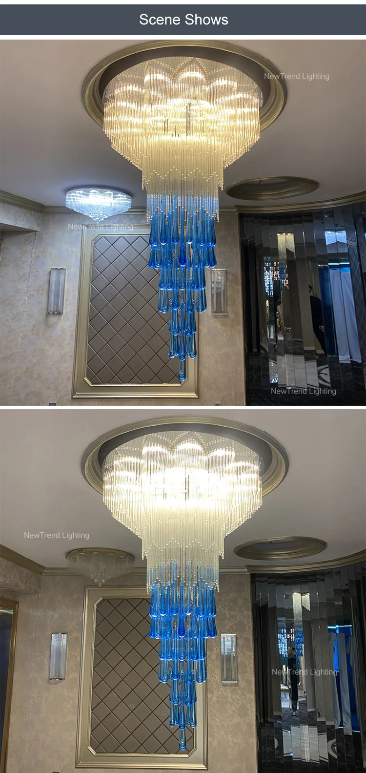 CPL-216 Bespoke Fixtures Indoor Decoration Hotel Lobby Wedding Banquet Gallery Custom Luxury Ceiling Chandelier details