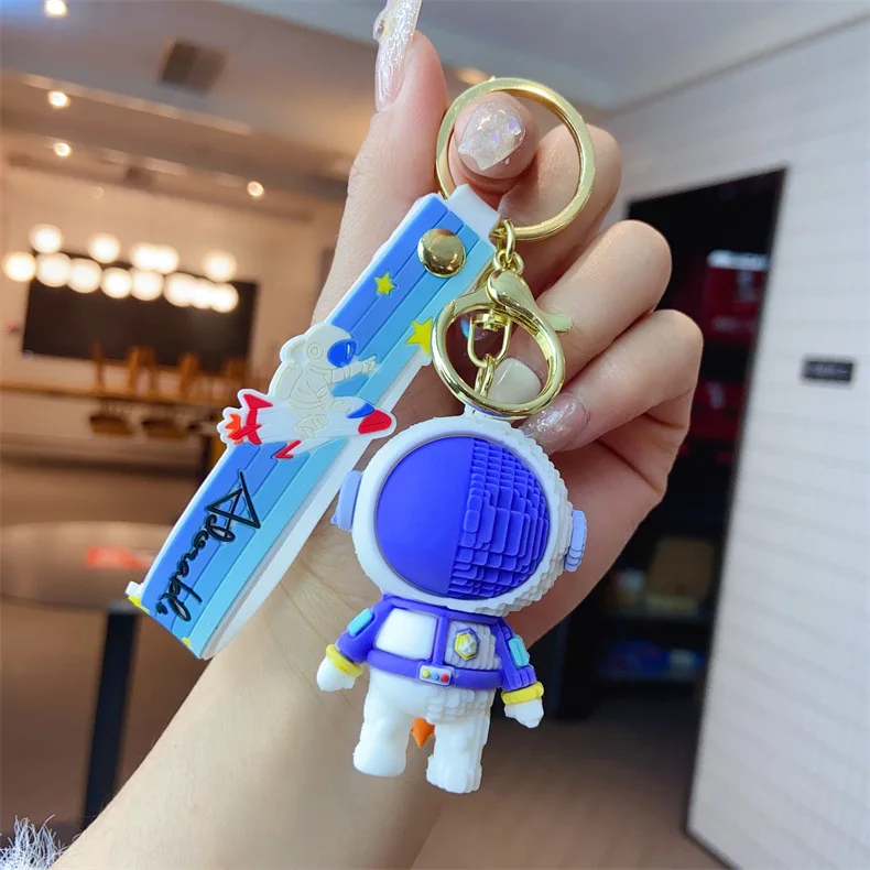 Hot sale Kawaii Bag Car Pendant Key Chain Spaceman Keyring Creative Cute Cartoon 3D Doll Soft PVC Astronaut Keychain