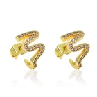 Earrings 18k Earrings Lotus Brazilian Jewelry 18k Gold Earrings New Design Stud Earrings Zirconia Jewelry