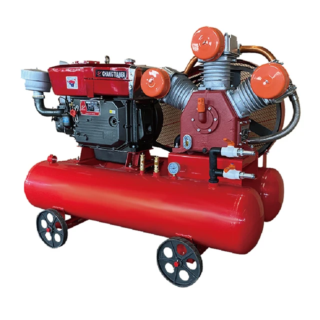 Hongwuhuan 5 Bar Diesel Engine Portable Used 100cfm Piston Mining Air Compressors with Jack Hammer/Rock Drill Hammer