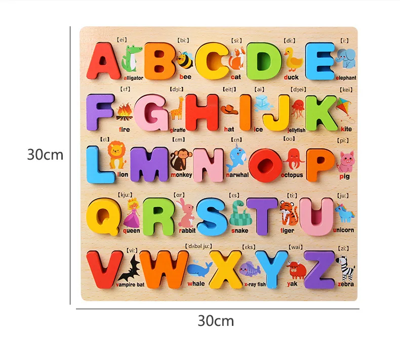 Échantillon gratuit Puzzle alphabet en bois ABC Lettres et chiffres Puzzles pour les tout-petits Jouets d'apprentissage préscolaire pour enfants Puzzle Gift factory